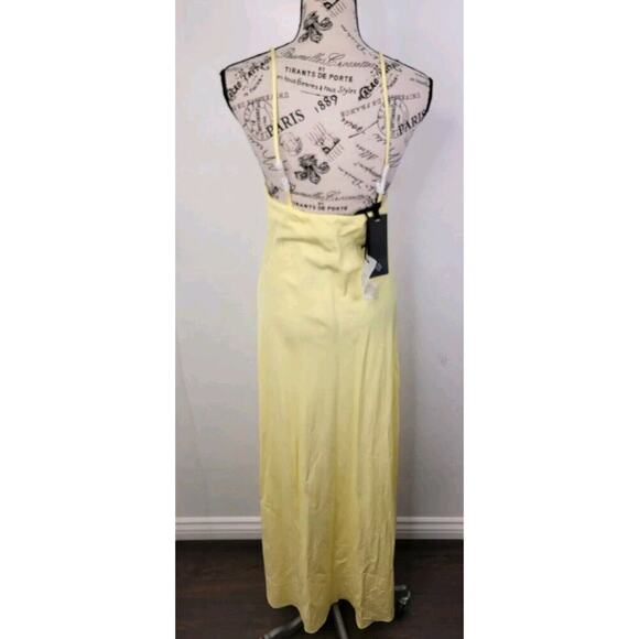 Bcbg Max Azria Iris Yellow Slip Maxi Dress Sz Small EU 40 V Neck Long Nwt - Picture 7 of 13